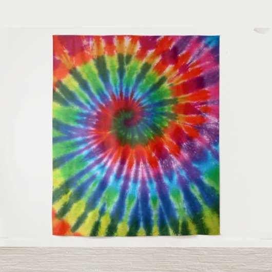 Hippy Tie Dye 60s Retro Colorful Boho Wandkleed (Voorkant)