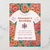 Hippy Tie Dye Birthday Party Folie Uitnodiging (Voorkant)