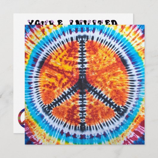 Hippy Tie Dye Invitation Kaart (Voorkant / Achterkant)