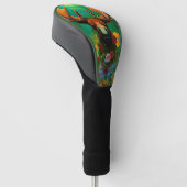 Hippy Trippy Moose met bloemen AI Art Golfheadcover (Schuin)