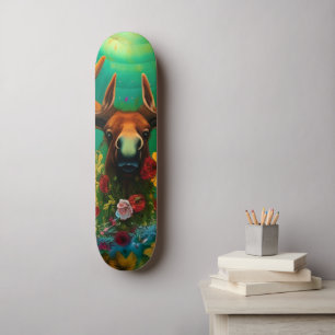 Hippy Trippy Moose met bloemen AI Art Persoonlijk Skateboard