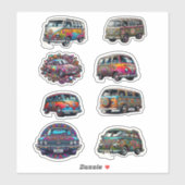 Hippy Van en Cars Boho uit de jaren zestig Sticker (Vel)