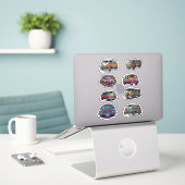 Hippy Van en Cars Boho uit de jaren zestig Sticker (Laptop op bureau)