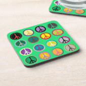 Hippy vredesbord 60s kleurrijk patroon bier onderzetter (Linkerzijde)