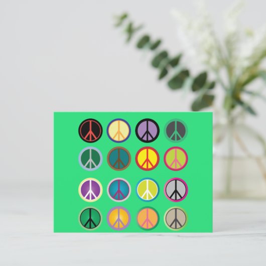 Hippy vredesbord 60s kleurrijk patroon briefkaart (Staand voorkant)