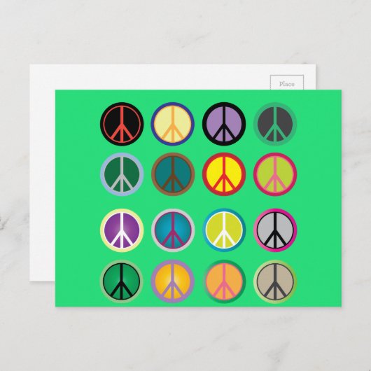 Hippy vredesbord 60s kleurrijk patroon briefkaart (Voorkant / Achterkant)