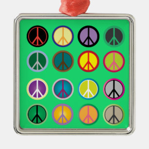 Hippy vredesbord 60s kleurrijk patroon metalen ornament