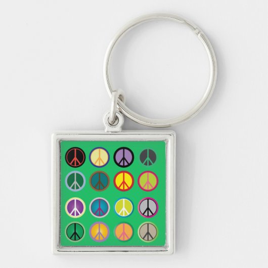 Hippy vredesbord 60s kleurrijk patroon sleutelhanger (Voorkant)