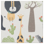 Hippy Wild African Animals Seamless Pattern Stof (Close Up)