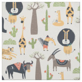 Hippy Wild African Animals Seamless Pattern Stof (Swatch)