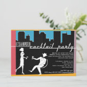 Hipster 1960's Cocktail Party Invitation Kaart (Staand voorkant)
