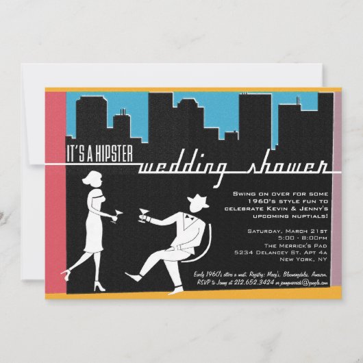 Hipster 1960's Wedding of Bridal Shower Invitation Kaart (Voorkant)