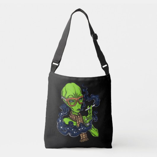 Hipster Alien Space Roken, buitenaardse Crossbody Tas (Voorkant)