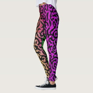 Hipster Animal Print Regenboog Roze Glitter Leggings