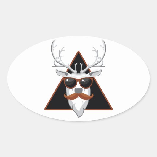 Hipster Antler Art Ovale Sticker (Voorkant)