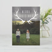 Hipster Antlers | Kerstfoto Feestdagenkaart (Staand voorkant)