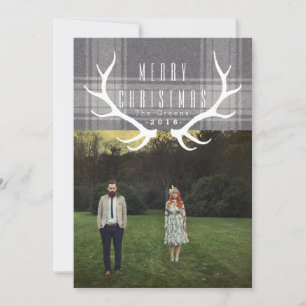 Hipster Antlers   Kerstfoto Feestdagenkaart
