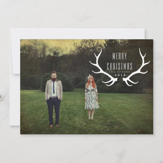 Hipster Antlers | Kerstfoto Feestdagenkaart (Voorkant)