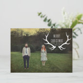Hipster Antlers | Kerstfoto Feestdagenkaart (Staand voorkant)
