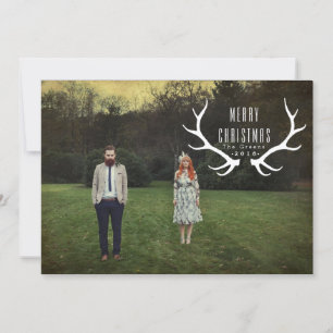 Hipster Antlers   Kerstfoto Feestdagenkaart