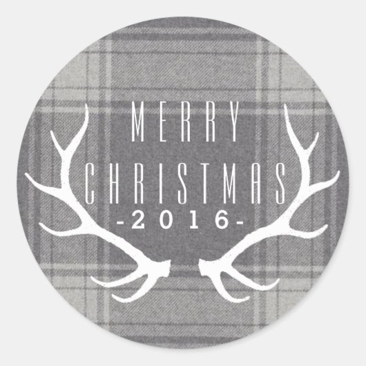 Hipster Antlers | Kerstmis Ronde Sticker (Voorkant)