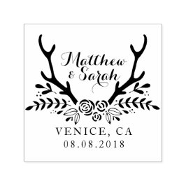 Hipster Antlers trouwstempel, sla de datum op Zelfinktende Stempel