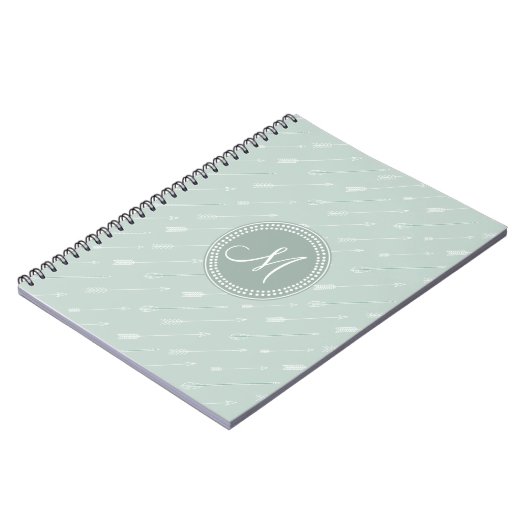 Hipster Arrow Mint Green Monogram Notitieboek (Linkerzijde)