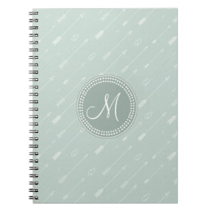 Hipster Arrow Mint Green Monogram Notitieboek