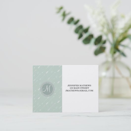 Hipster Arrow Mint Green Monogram Visitekaartje (Staand voorkant)