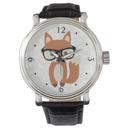 Hipster Baby Fox met bril Horloge