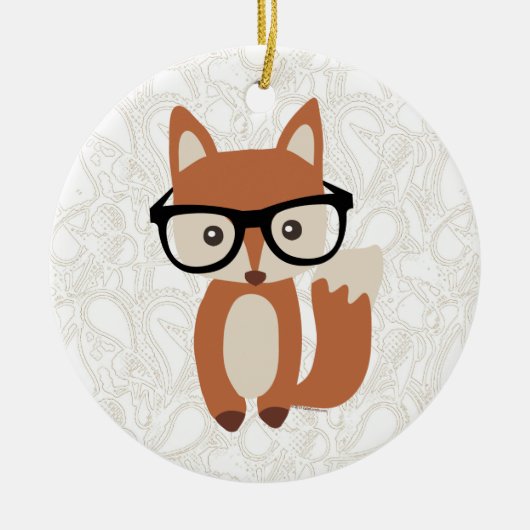 Hipster Baby Fox met bril Keramisch Ornament (Voorkant)