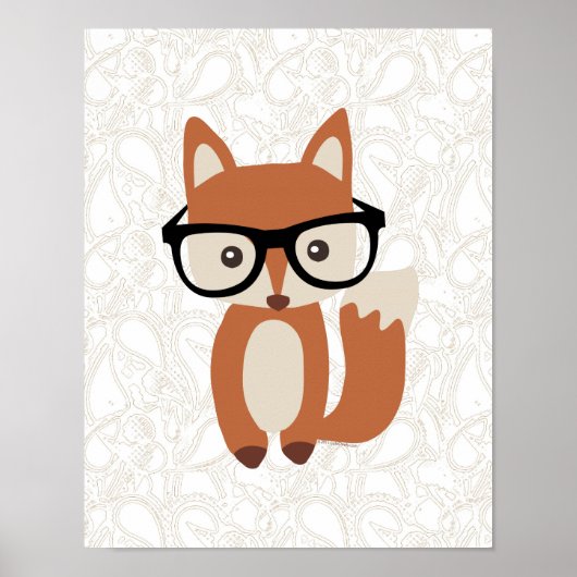 Hipster Baby Fox met bril Poster (Voorkant)