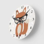 Hipster Baby Fox met bril Ronde Klok (Hoek)
