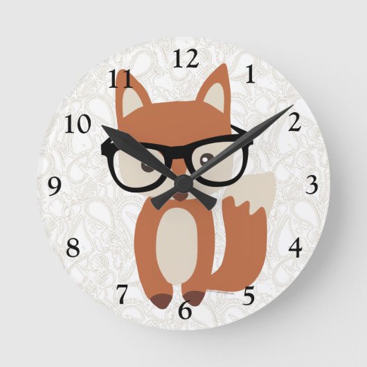 Hipster Baby Fox met bril Ronde Klok (Voorkant)