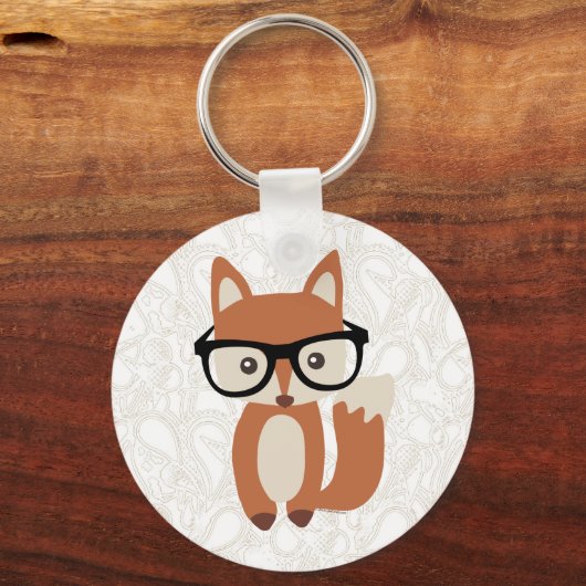 Hipster Baby Fox met bril Sleutelhanger (Voorkant)