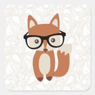 Hipster Baby Fox met bril Vierkante Sticker