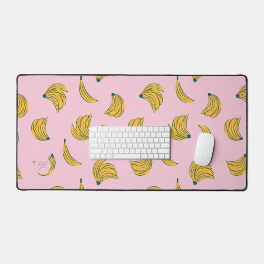 Hipster banaan patroon in roze achtergrond monogra bureaumat (Keyboard & Muis)