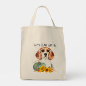 Hipster Beagle Aanpasbare Thanksgiving Tote Bag (Achterkant)