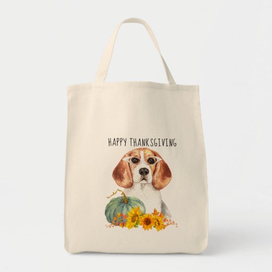 Hipster Beagle Aanpasbare Thanksgiving Tote Bag (Voorkant)