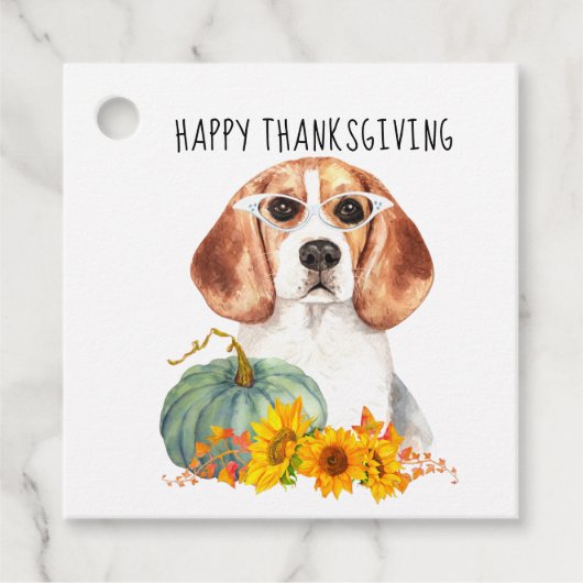 Hipster Beagle Thanksgiving Bedankjes Labels (Voorkant)