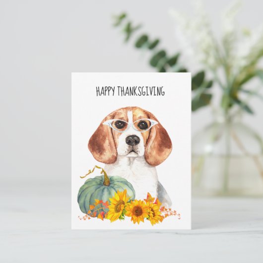 Hipster Beagle Thanksgiving Briefkaart (Staand voorkant)