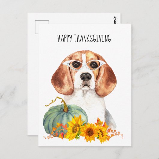 Hipster Beagle  Thanksgiving Briefkaart (Voorkant / Achterkant)