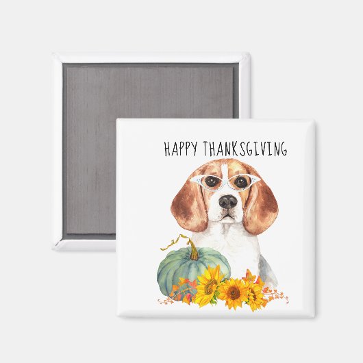 Hipster Beagle  Thanksgiving Magneet (Voorkant / Achterkant)
