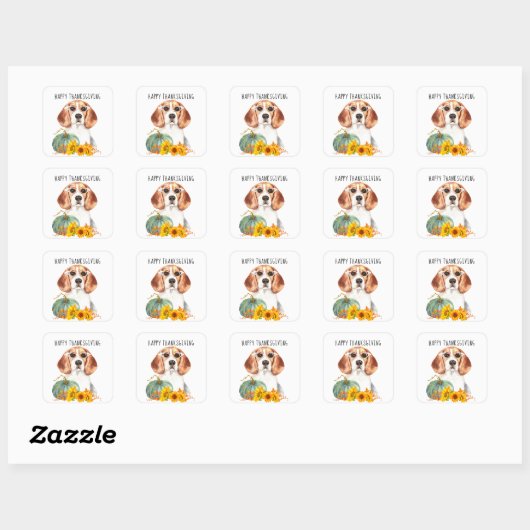 Hipster Beagle  Thanksgiving Vierkante Sticker (Vel)