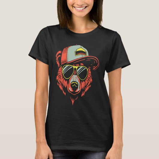 Hipster Bear Illustration T-shirt (Voorkant)