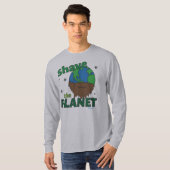 Hipster Bearded Earth Day Shave (Save) The Planet T-shirt (Voorkant volledig)
