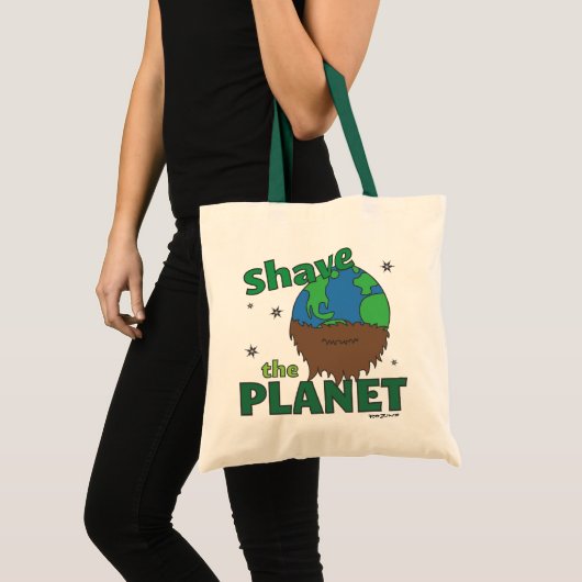 Hipster Bearded Earth Day Shave (Save) The Planet Tote Bag (Voorkant (product))