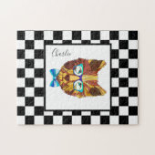 Hipster-Beer op B&W-kastje, gepersonaliseerd Legpuzzel (Horizontaal)