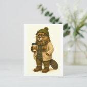 Hipster Bever Ansichtkaart Briefkaart (Staand voorkant)