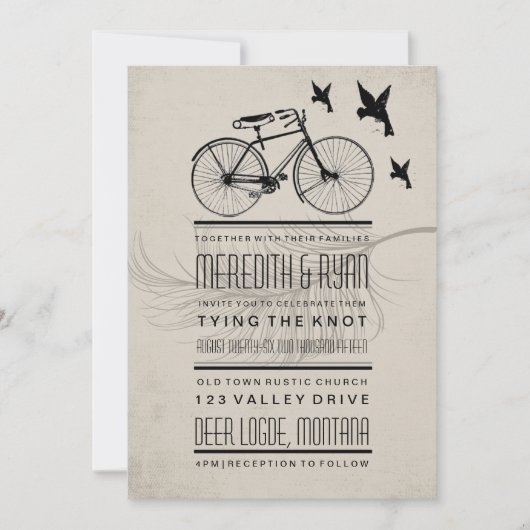  HIPSTER BICYCLE WEDDING INVITATION KAART (Voorkant)